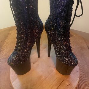 Sparkly Black and Purple Platform boots